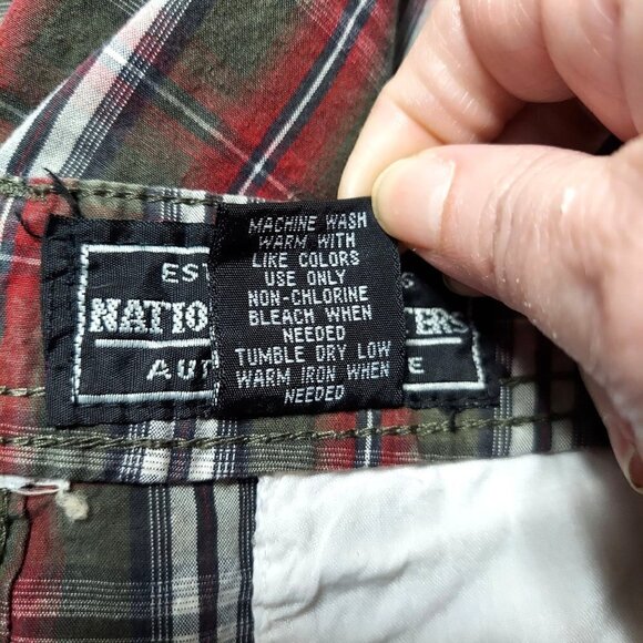 National Outfitters Women's Green Tartan Plaid Bermuda Shorts - Picture 5 of 5
